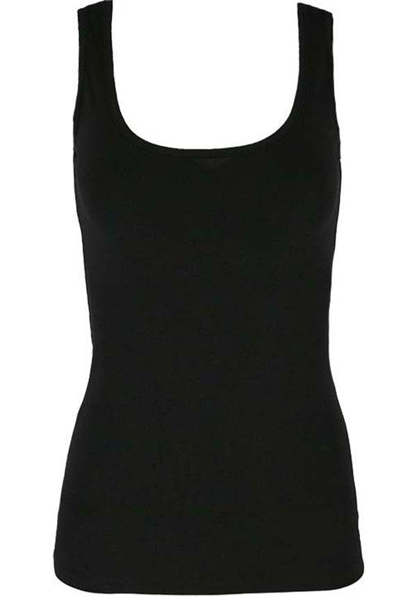 High - Quality Black Cotton Women's Deep Neckline Tank Top