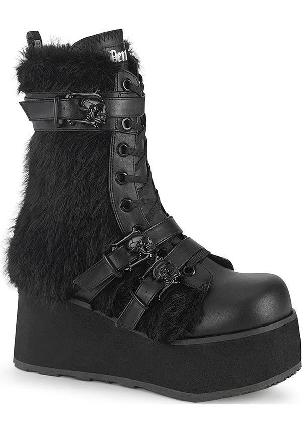 Black TRASHVILLE-218 Lace-Up Mid-Calf Boots - Preorder