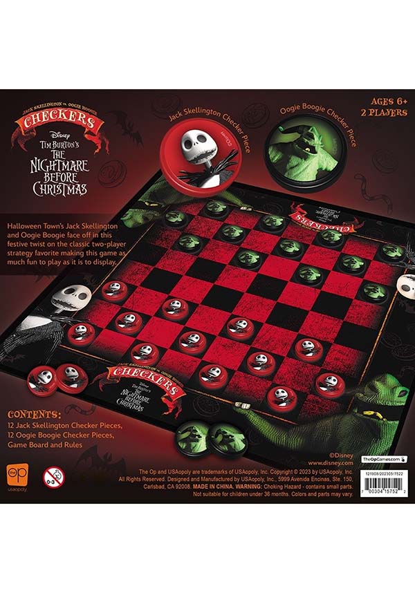 Disney Tim Burton The Nightmare Before Christmas Checkers: A Festive Two - Player Strategy Board Game