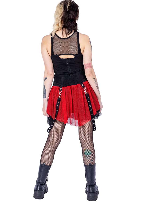 Poizen Industries Cybele Black and Red Alternative Style Skirt