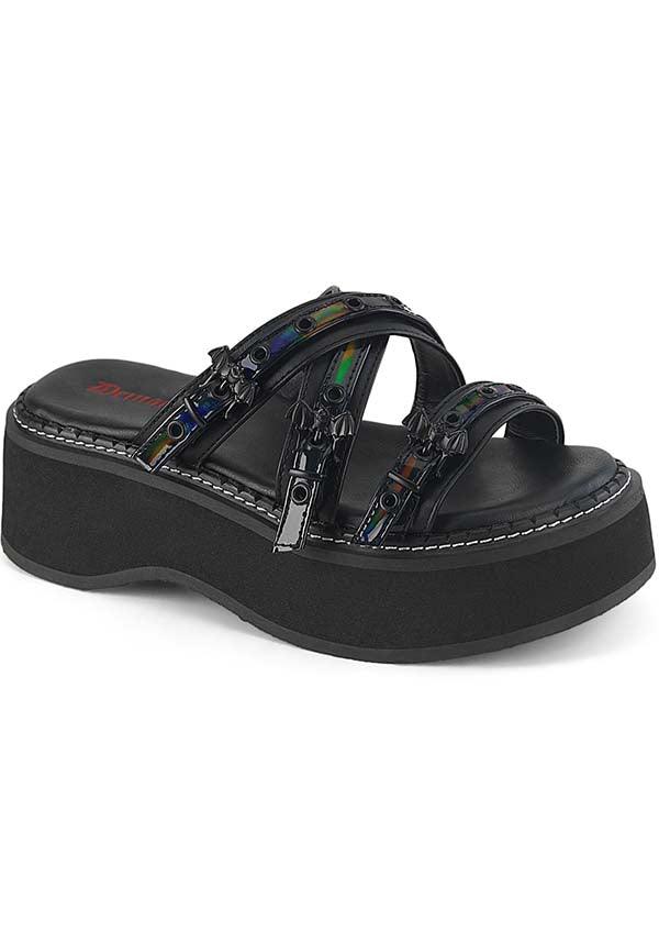 EMILY-07 Black Strappy Flats - Preorder Now