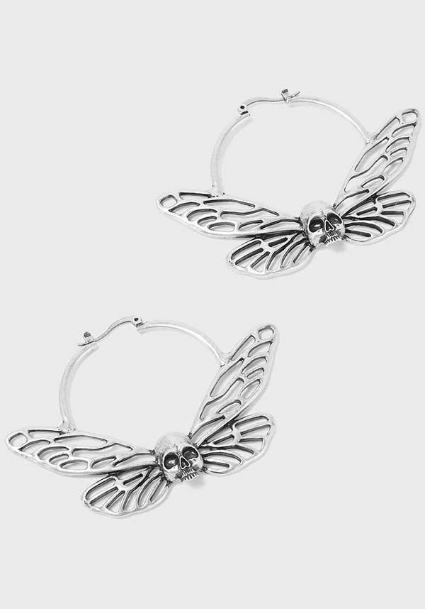 Cicada Curse Sculpted Hoop Earrings with Skull Detail