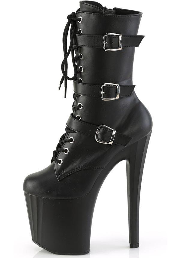 PREORDER! ENCHANT-1043 Black Faux Platform Heel Ankle Boots