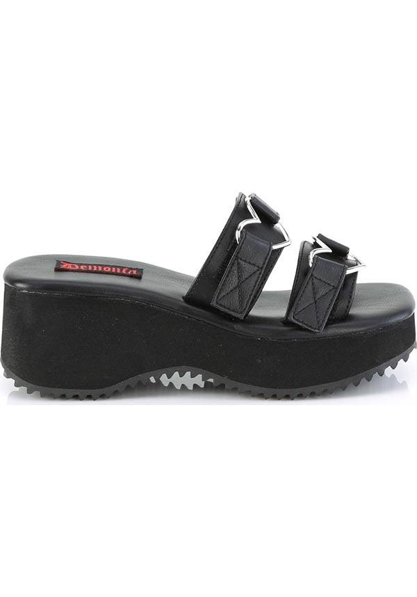 Black Vegan Leather FLIP-12 Slide Sandals - Preorder Now