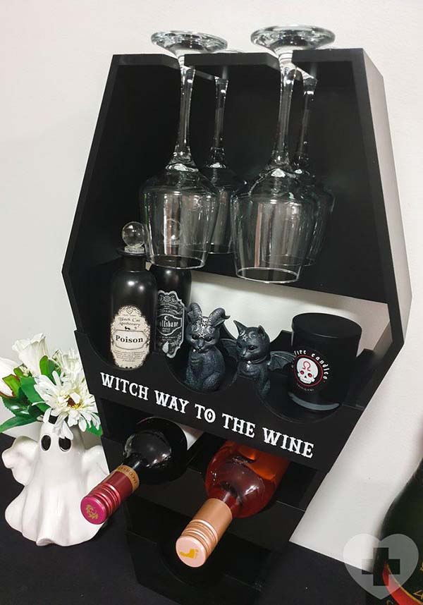Gothic Coffin-Style Wine Shelf for Kitchen or Bar