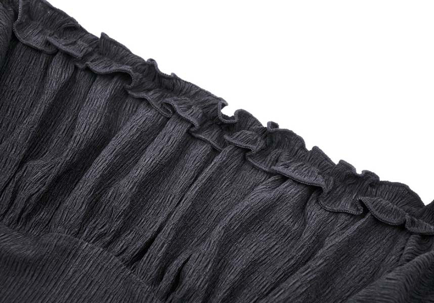 Dark in Love's Elegant Ruched Off-the-Shoulder Fatal Distressed Top