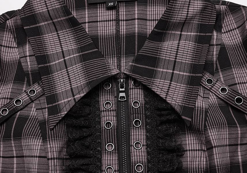 Baby Pink and Black Uriah Tartan Women's Shirt - A Blend of Classic and Feminine Style