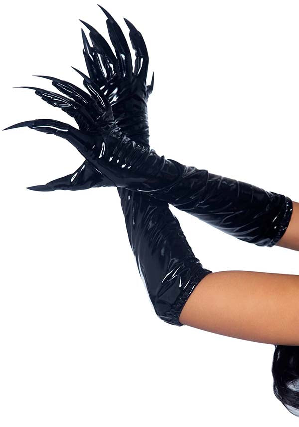 Black Vinyl Claw Gloves - A Striking Accessory for Special Occasions