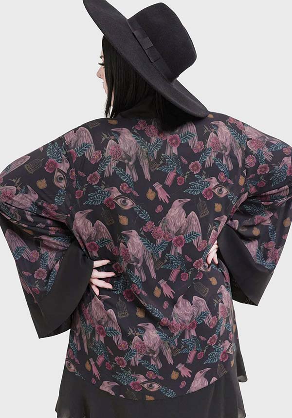 Corax Print Kimono with Smooth Fabric and Relaxed Fit
