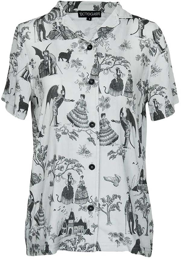 Toile du Mal Brand Button-Down Fashion Shirt with Ectogasm's Dark Print