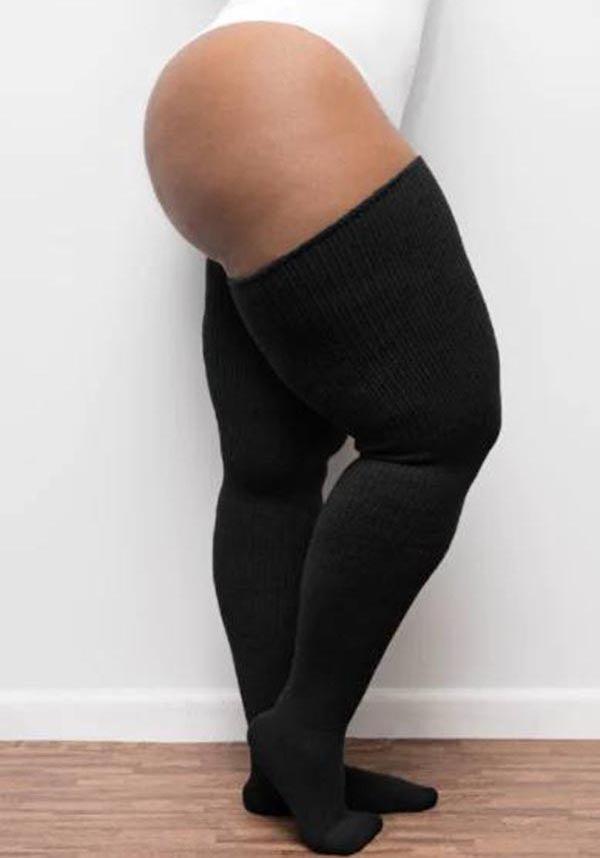 Classic Black Thigh High Knit Socks - A Must - Have Fashion Accessory