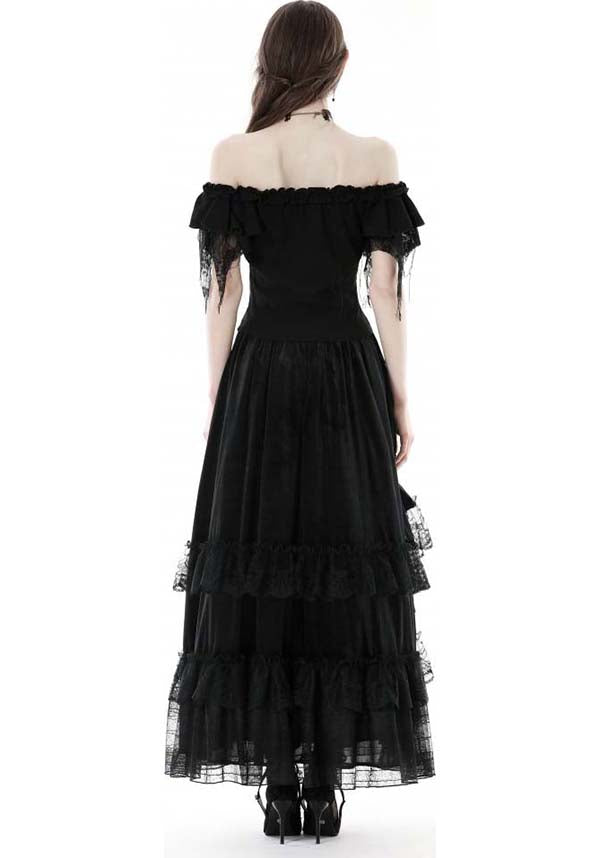 Dark in Love's Elegant Ruched Off-the-Shoulder Fatal Distressed Top