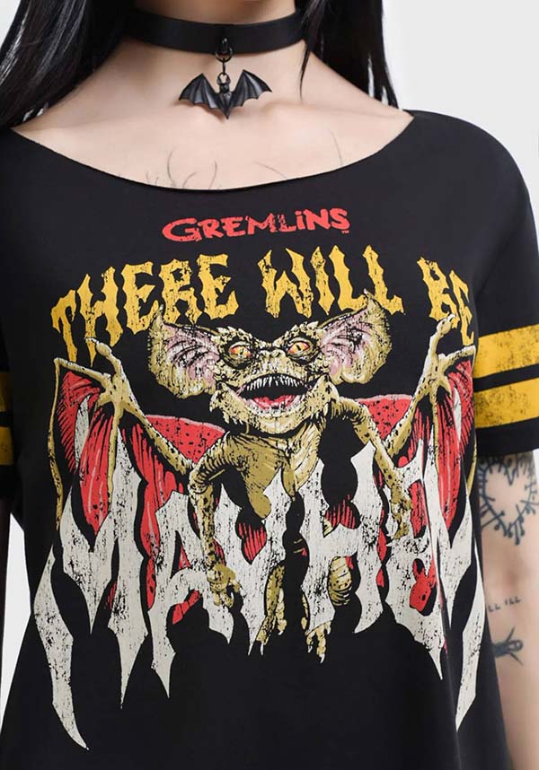 Licensed Gremlins Soft Stretch Cotton T-Shirt Dress - Trouble Maker Style