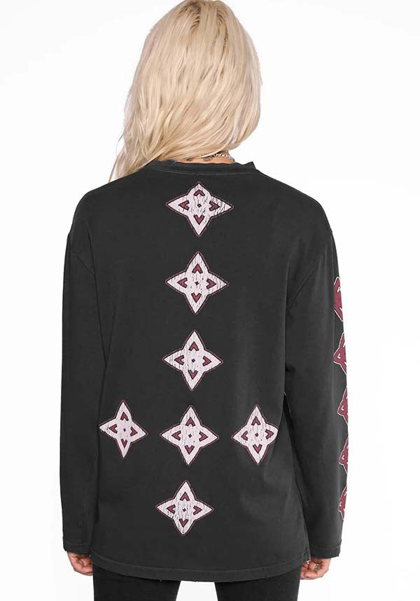 Emperor Oversized Vintage-Washed 100% Cotton Long Sleeve T-Shirt