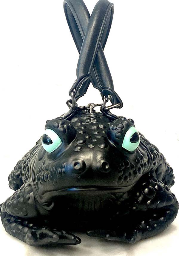 Black Toad Design Vegan Handbag with Glow - in - the - Dark Eyes