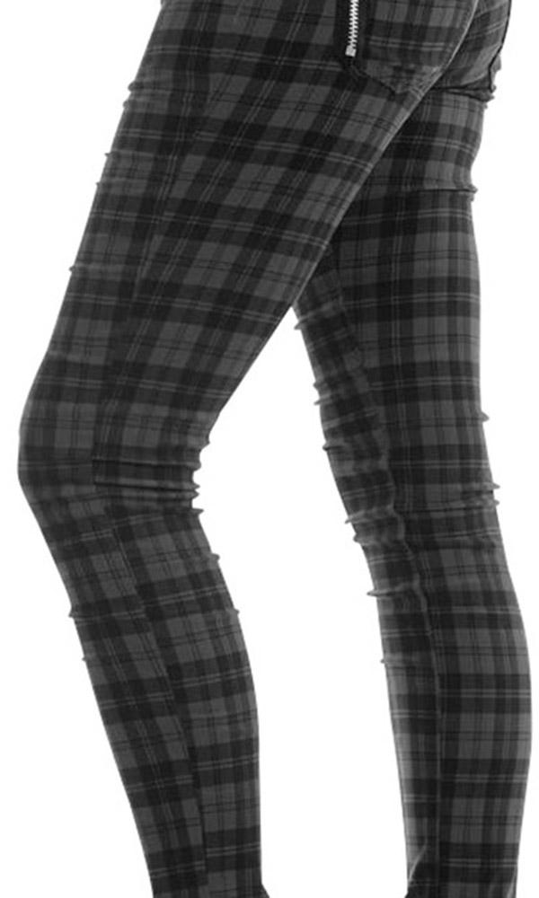 Forever Yours Grey Check Pattern Skinny Jeans for Trendy Fashionistas