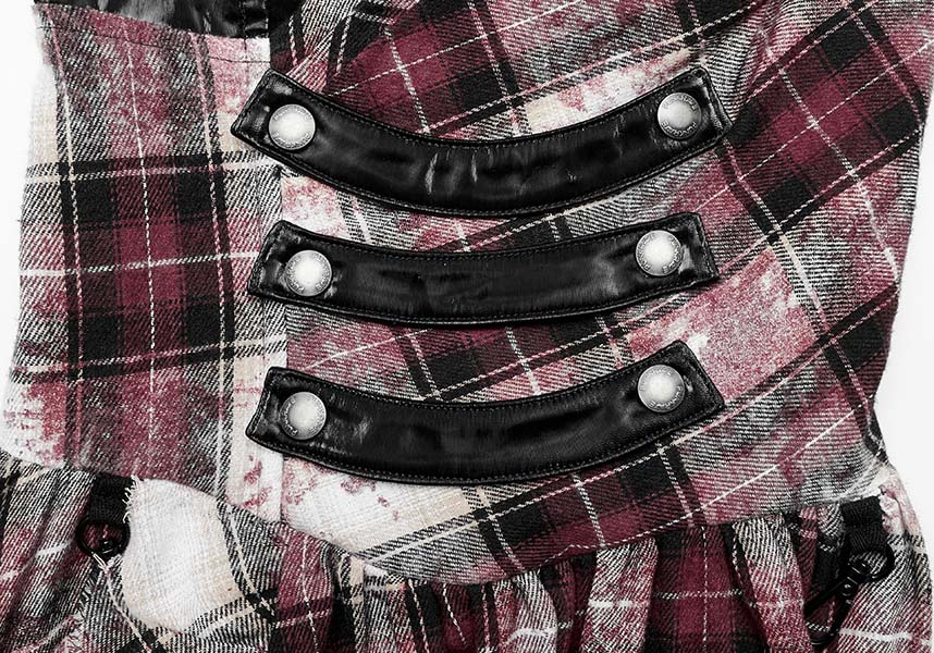 Punk Rave's Striking Danika Red Tartan MIDI Women's Dress for Edgy Fashion Lovers
