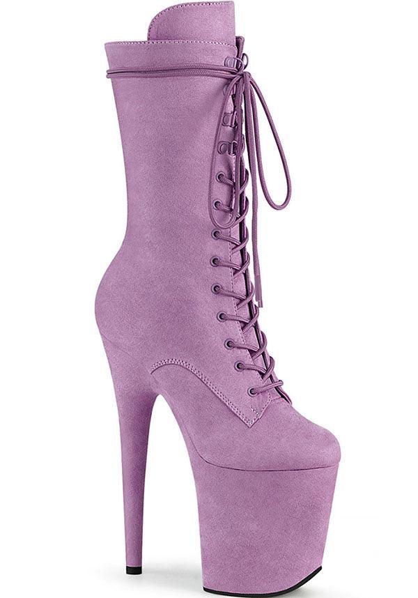 Preorder Flamingo-1050FS Lilac Vegan Suede Platform Lace-up Ankle Boots