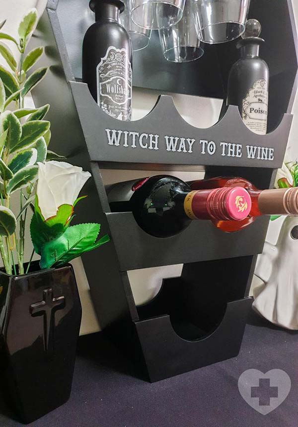 Gothic Coffin-Style Wine Shelf for Kitchen or Bar