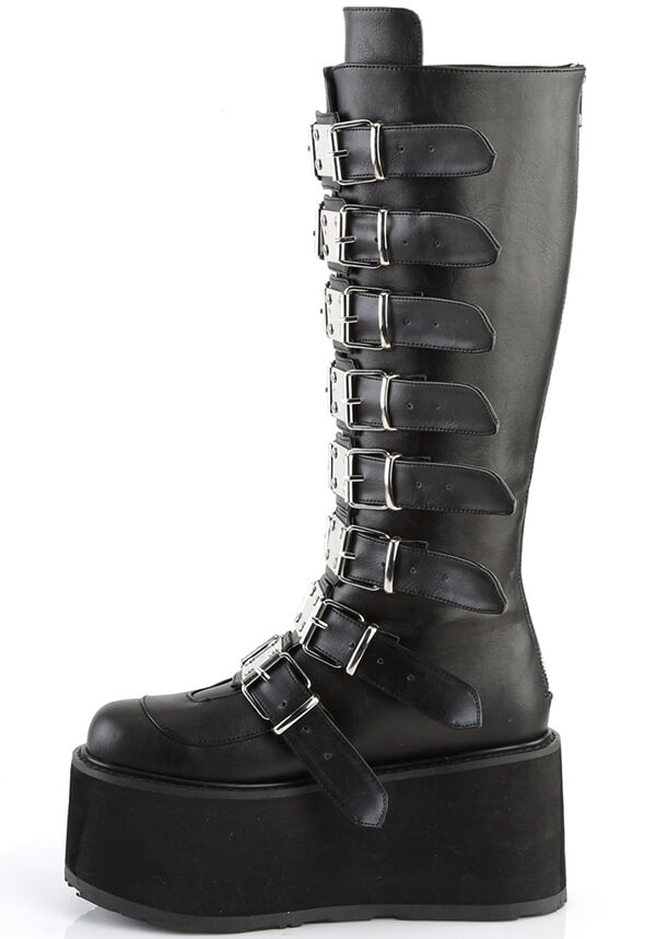 DAMNED-318 Black Platform Knee High Boots [Preorder]