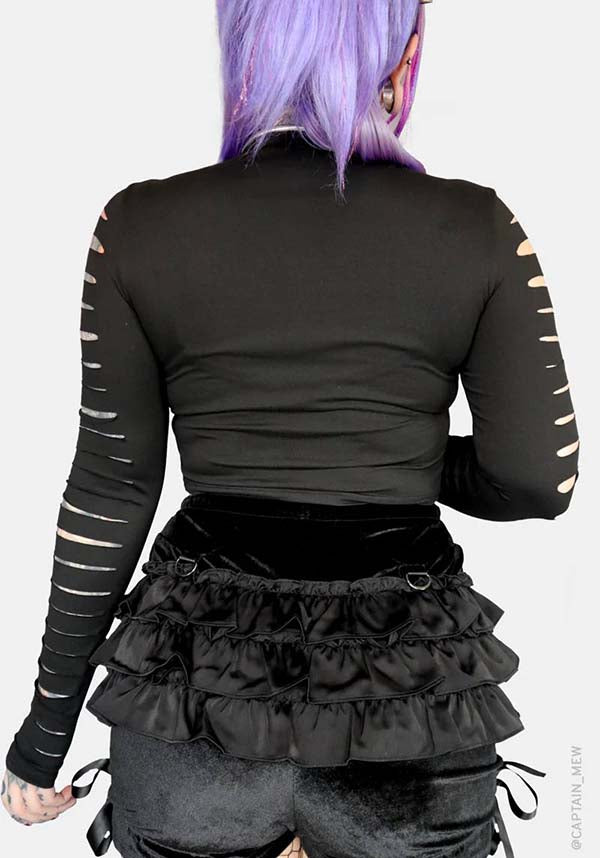 Cleo Long Sleeve Cropped Top with Slashed Arms - A Stylish Everyday Essential