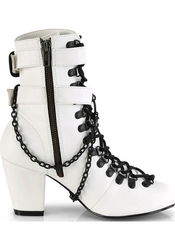 VIVIKA-128 White Matte Ankle Boots - Preorder Now