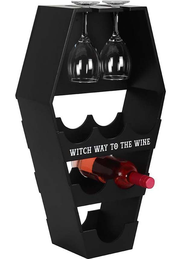 Gothic Coffin-Style Wine Shelf for Kitchen or Bar
