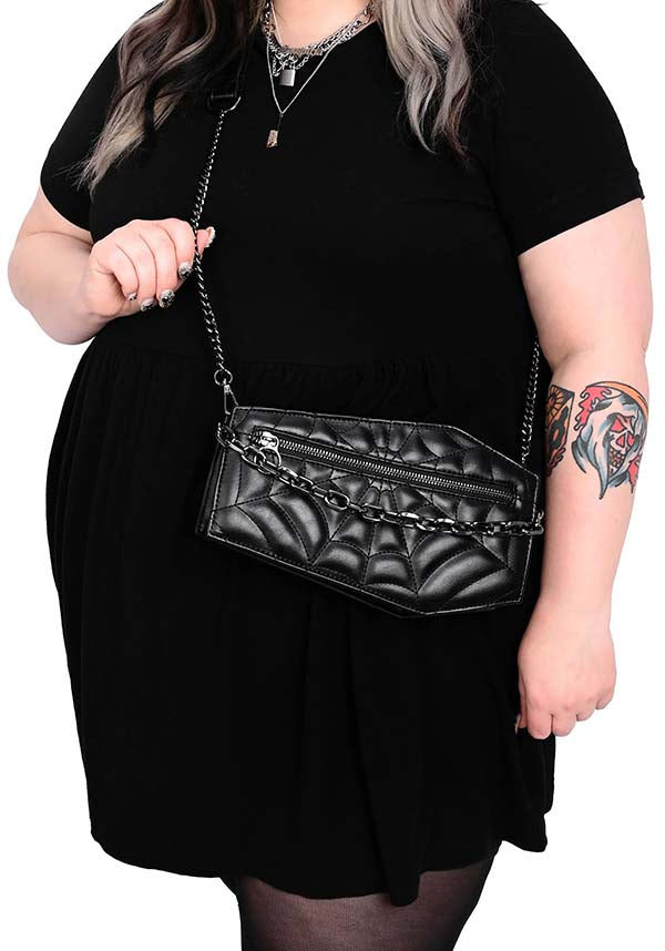 Foxblood Coffin-Shaped Crossbody Handbag for Fashion Lovers
