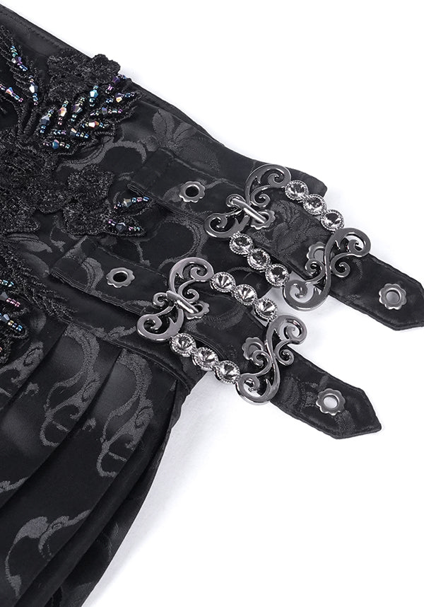 Devil Fashion Luxury Black Floral Jacquard Maxi Skirt