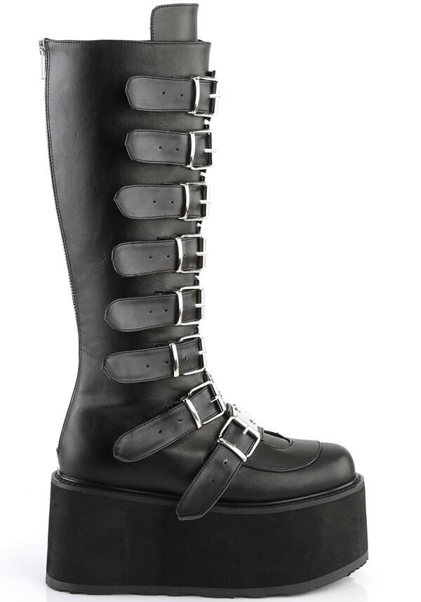 DAMNED-318 Black Platform Knee High Boots [Preorder]