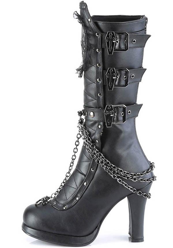 Black Demonia Crypto-67 Mid-Calf Boots - Preorder Available