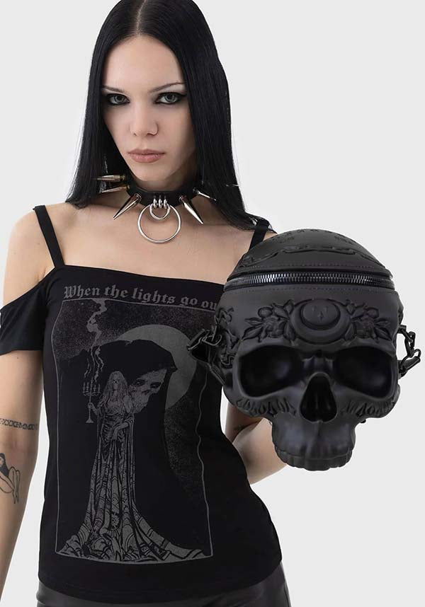 Spooky Contact The Dead Skull Design Handbag for Unique Fashion Lovers