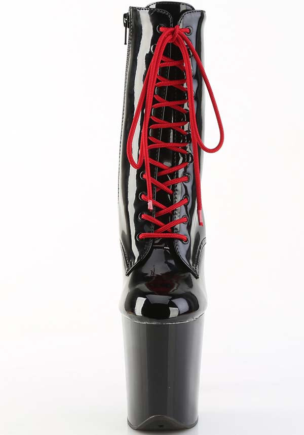 Flamingo-1020 Black Patent Leather Platform Ankle Boots - Pre-Order Available