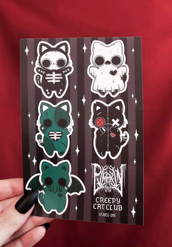 Series One Creepy Cat Club Waterproof Sticker Sheet