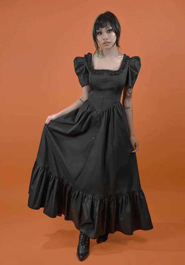 Lively Ghosts' Gothic Charm Chateau De Shadows Dress
