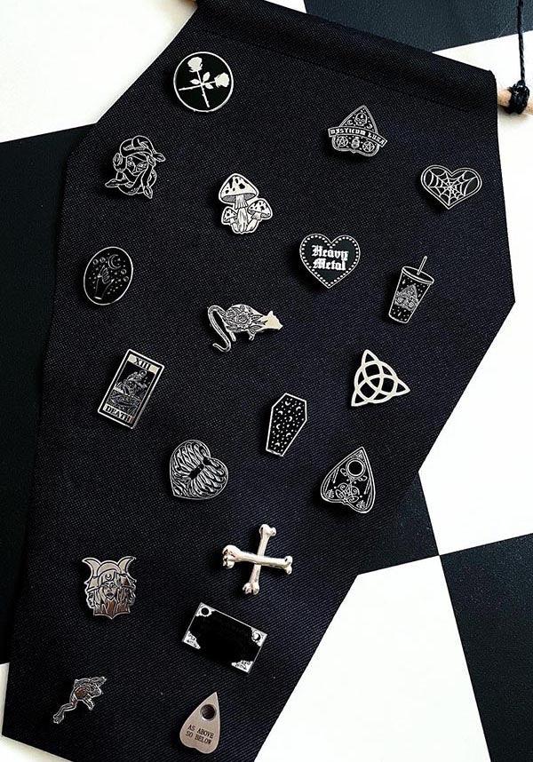 Gothic Handmade Canvas Coffin Pin Flag for Wall Display
