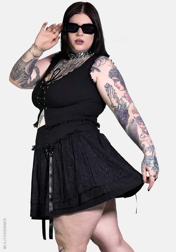 Circe Mini Skirt for Women with Faux - Garter Design