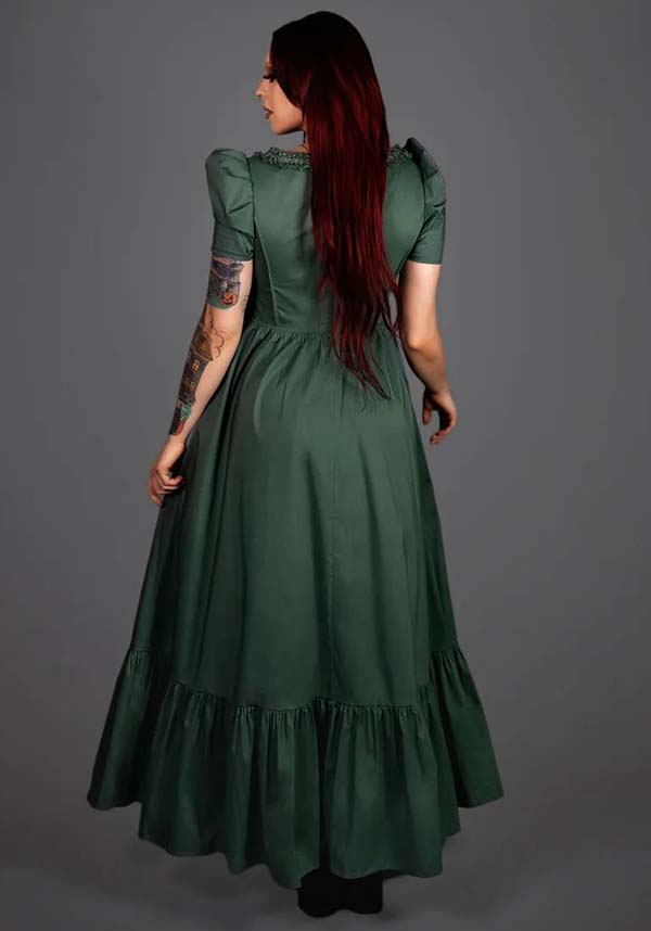 Lively Ghosts' Enchanting Sage Green Claude Monet Gothic Dress