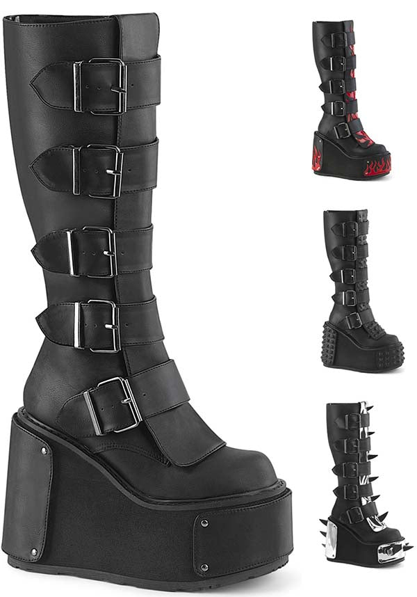 Black Demonia TRANSFORMER - 800 Platform Boots (Pre - order)