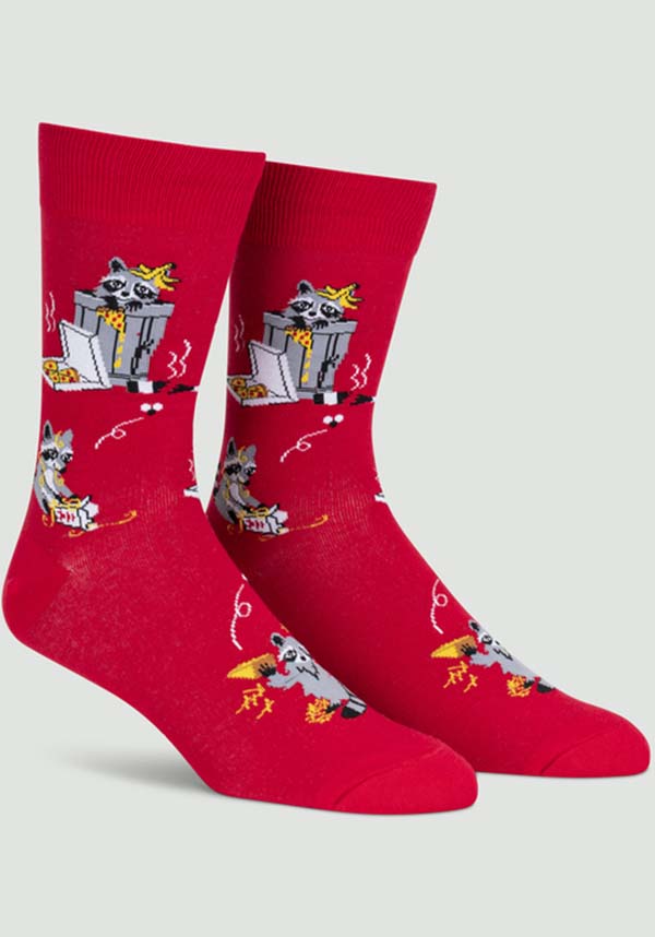 Fun - themed Crew Socks Featuring Mischievous Raccoons (Trash Pandas)