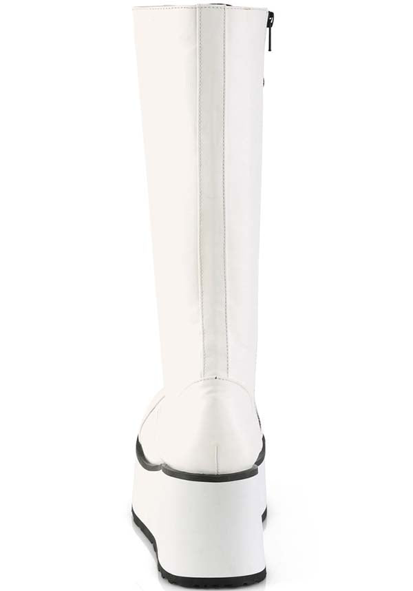 PRE-ORDER: White Demonia TRASHVILLE-502 Platform Knee High Lace-Up Boots