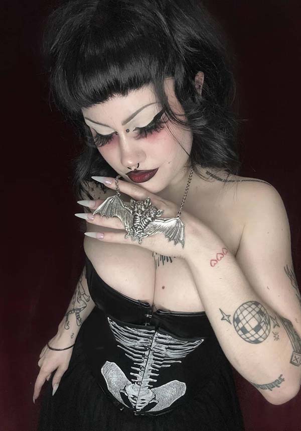 Exclusive Two-Faced Macabre Bat Necklace with Intricate Design
