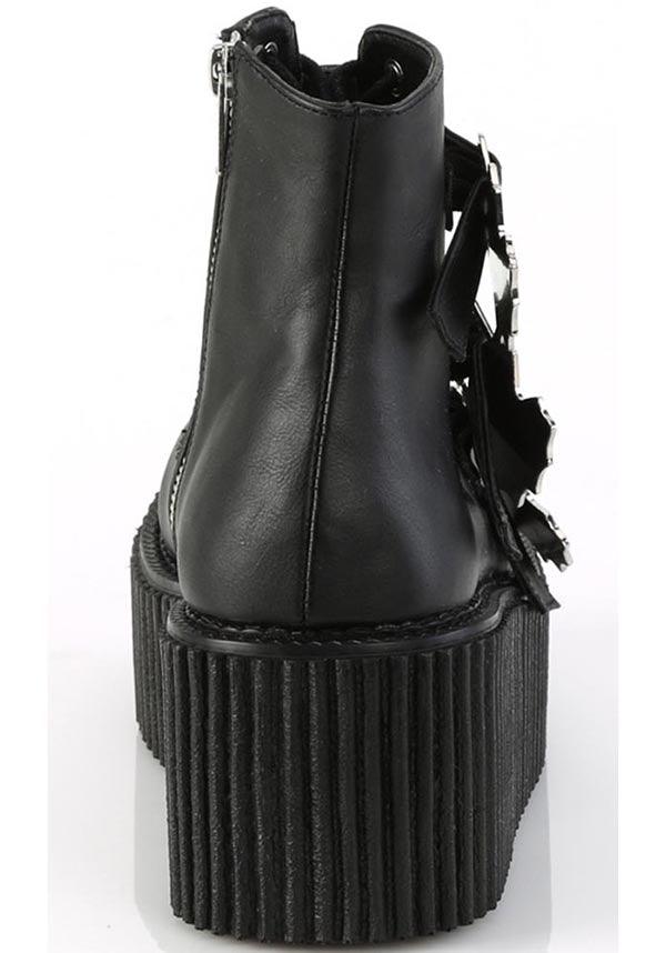 CREEPER-260 Ankle High Boots in Black Vegan Patent Leather - Pre-Order Available