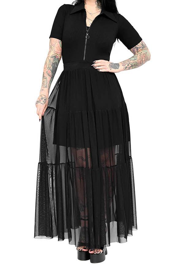Unzipped Women's Skater Dress with Black O-Ring Zipper