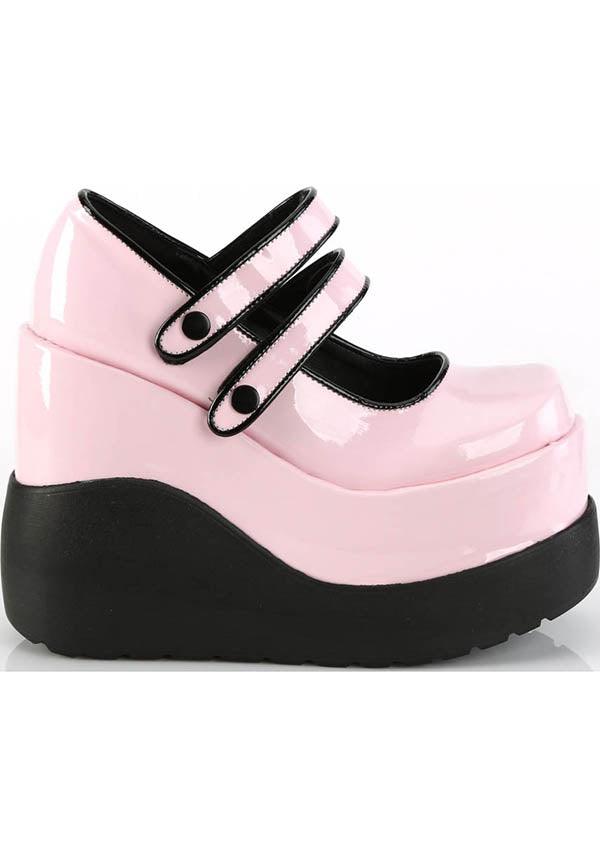 Preorder Demonia Void-37 Platform Mary Jane Shoes in Baby Pink Color