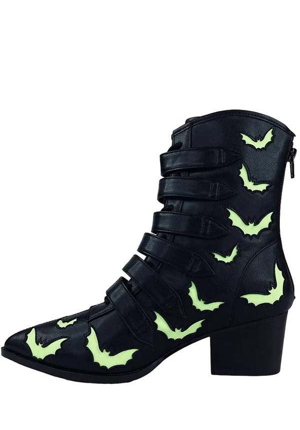 Strangecvlt's Enchanting Coven Bat Glow - in - the - Dark Fashion Boots