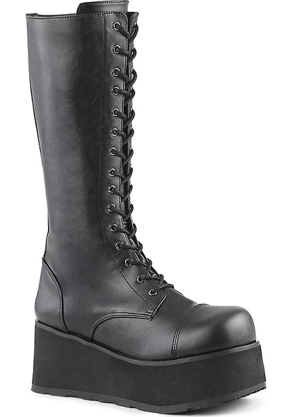 Black Demonia Trashville-502 Knee High Boots [Preorder]