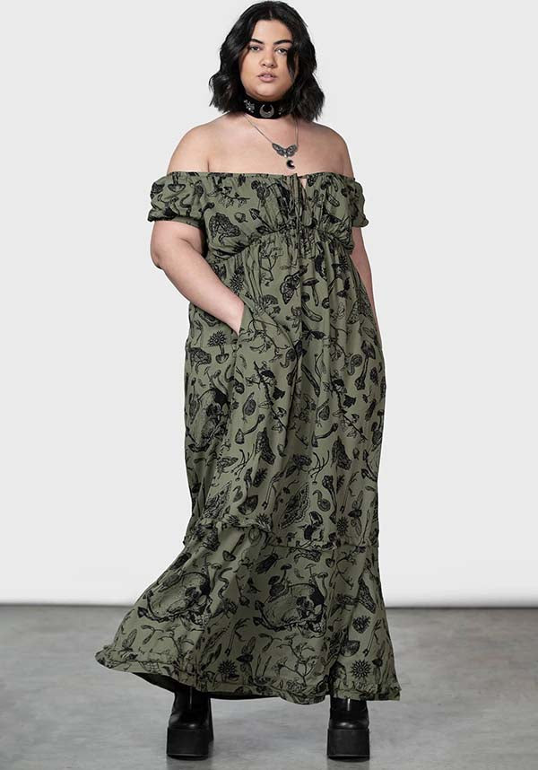 Forestine Women's Maxi Dress with Cottage Core Pattern