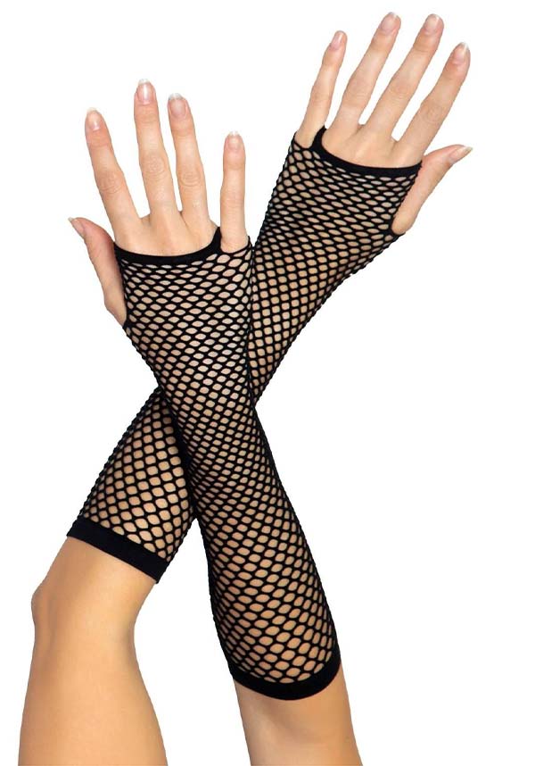 Black Fingerless Triangle Net Arm Warmers by LEG AVENUE - Stylish Costume Accessory