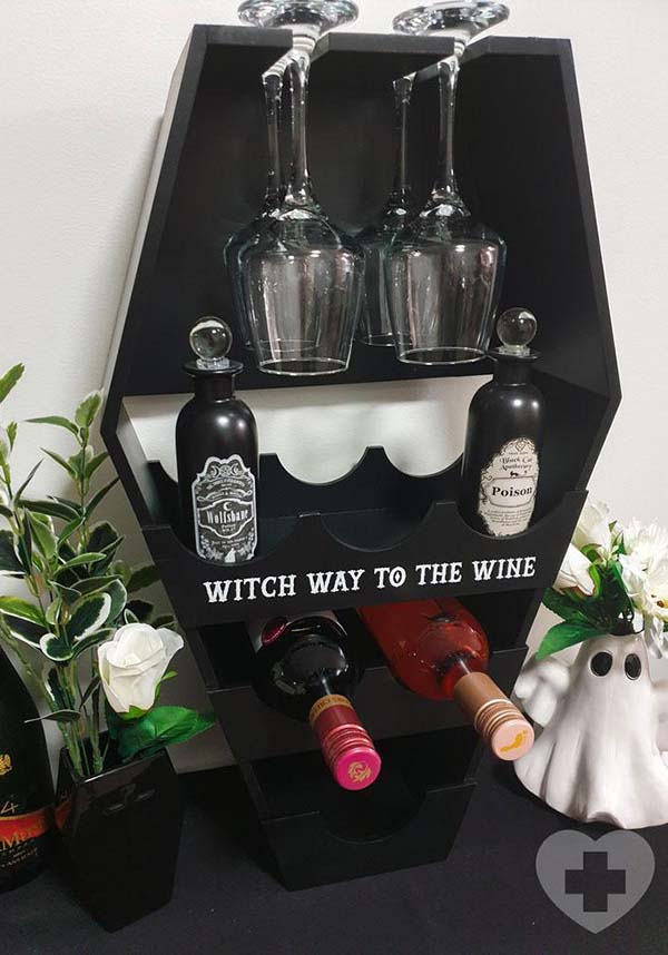 Gothic Coffin-Style Wine Shelf for Kitchen or Bar